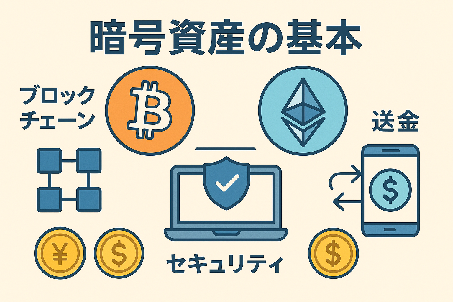 暗号資産の基礎を図式化したイメージ画像